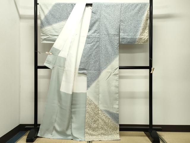 平和屋着物●訪問着　紬地　草花文　暈し染め　さが美扱い　正絹　逸品　未使用　CABK2286gh