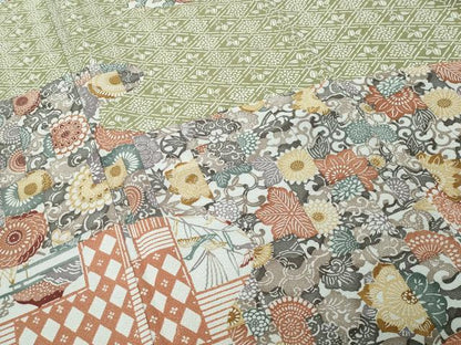 平和屋着物●訪問着　型染め　花鳥文　正絹　逸品　CABK2287gh