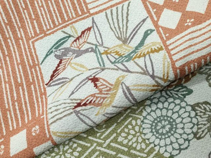 平和屋着物●訪問着　型染め　花鳥文　正絹　逸品　CABK2287gh