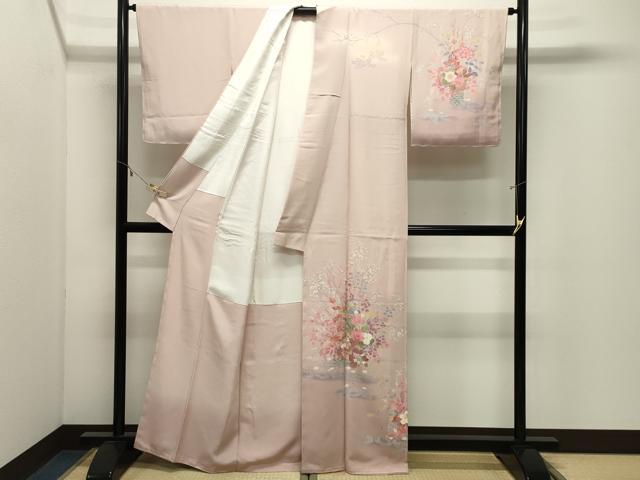 平和屋着物●訪問着　友禅　作家物　花籠文　暈し染め　正絹　逸品　未使用　CABK2288gh