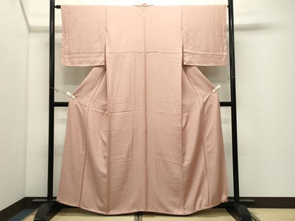 平和屋着物●上質な色無地　舞花地紋　水柿色　正絹　逸品　未使用　CABK2290gh