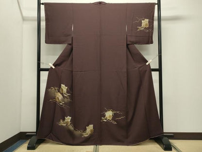 平和屋着物●訪問着　駒刺繍　御所車花文　暈し染め　金彩　正絹　逸品　未使用　CABK2291gh
