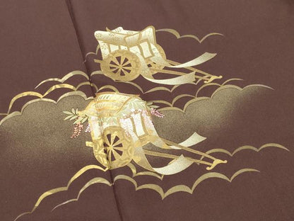 平和屋着物●訪問着　駒刺繍　御所車花文　暈し染め　金彩　正絹　逸品　未使用　CABK2291gh
