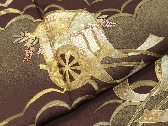 平和屋着物●訪問着　駒刺繍　御所車花文　暈し染め　金彩　正絹　逸品　未使用　CABK2291gh
