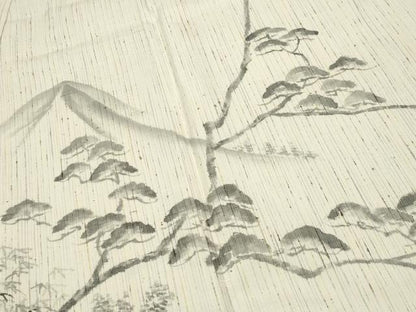 平和屋着物●西陣　京都友禅作家集団　名門　倉染匠　一乃倉　訪問着　紬地　手描き　遠山風景文　正絹　逸品　CABK2295gh