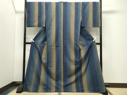 平和屋着物●上質な紬　間道　ロング丈　正絹　逸品　CABK2296gh