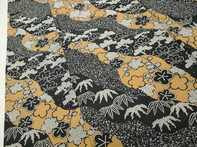 平和屋着物●上質な紬　松竹梅文　ロング丈　正絹　逸品　CABK2297gh