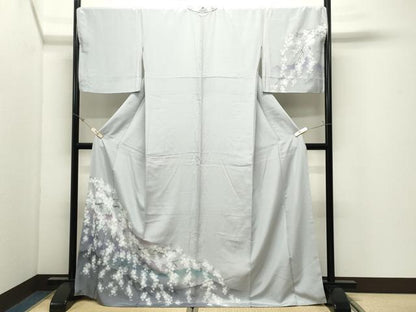 平和屋着物●訪問着　手描き　枝垂れ桜文　暈し染め　ロング丈　正絹　逸品　CABK2298gh