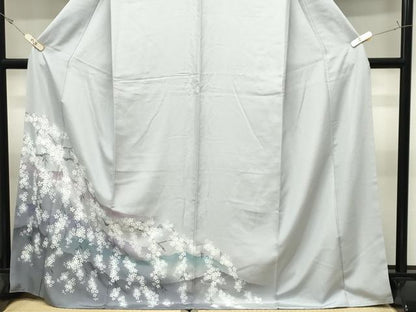 平和屋着物●訪問着　手描き　枝垂れ桜文　暈し染め　ロング丈　正絹　逸品　CABK2298gh