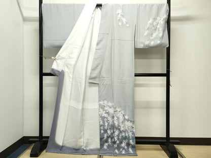 平和屋着物●訪問着　手描き　枝垂れ桜文　暈し染め　ロング丈　正絹　逸品　CABK2298gh