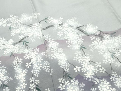平和屋着物●訪問着　手描き　枝垂れ桜文　暈し染め　ロング丈　正絹　逸品　CABK2298gh