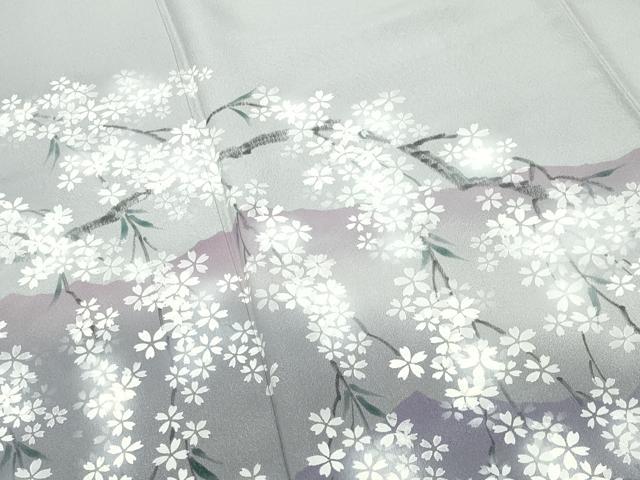 平和屋着物●訪問着　手描き　枝垂れ桜文　暈し染め　ロング丈　正絹　逸品　CABK2298gh