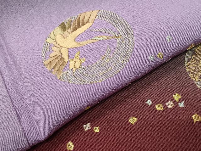 平和屋着物●訪問着　刺繍　飛鶴文　暈し染め　黒地　金糸　正絹　逸品　CABK2303gh