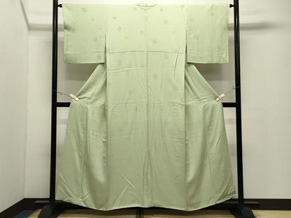 平和屋着物●上質な色無地　舞花地紋　夏虫色　正絹　逸品　CABK2307gh