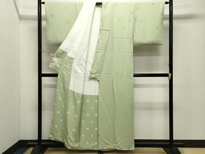 平和屋着物●上質な色無地　舞花地紋　夏虫色　正絹　逸品　CABK2307gh
