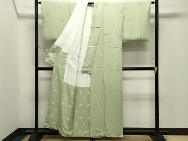 平和屋着物●上質な色無地　舞花地紋　夏虫色　正絹　逸品　CABK2307gh