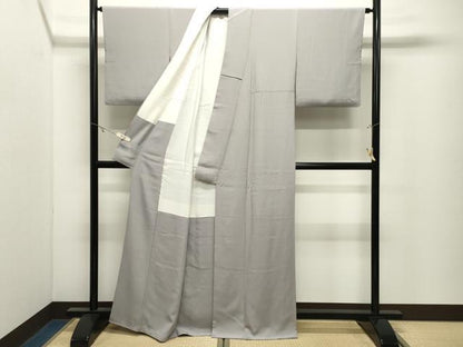 平和屋着物●上質な色無地　霞色　正絹　逸品　CABK2309gh