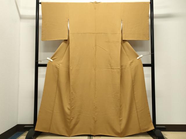 平和屋着物●上質な色無地　山吹茶色　正絹　逸品　CABK2310gh