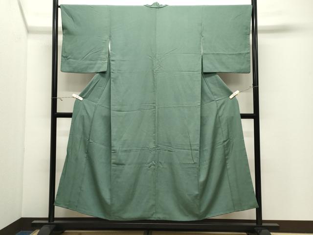 平和屋着物●上質な色無地　老竹色　正絹　逸品　CABK2312gh