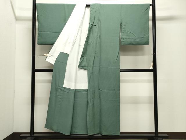 平和屋着物●上質な色無地　老竹色　正絹　逸品　CABK2312gh
