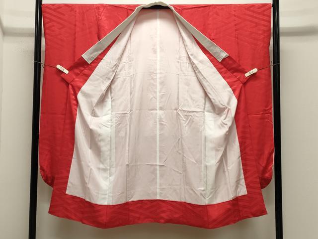平和屋着物●振袖用長襦袢　袷　紗綾形花地紋　緋色　正絹　逸品　CABK2316gh