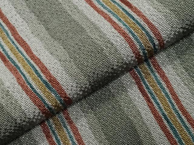 平和屋着物●上質な小紋　縞　鬼しぼ縮緬　正絹　逸品　CABK2321gh