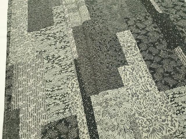 平和屋着物●江戸小紋　寄せ小紋柄　黒地　正絹　逸品　未使用　CABK2322gh