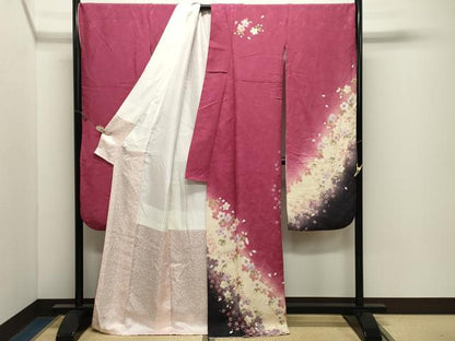 平和屋着物●豪華振袖　枝垂れ桜文　暈し染め　正絹　逸品　CABK2323gh