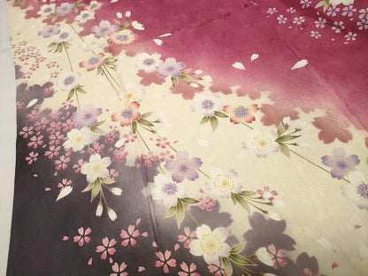 平和屋着物●豪華振袖　枝垂れ桜文　暈し染め　正絹　逸品　CABK2323gh