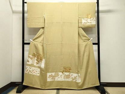 平和屋着物●訪問着　竹屋町刺繍　桐草花文　金彩　正絹　逸品　CABK2331gh