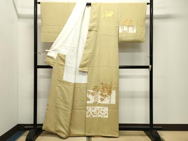 平和屋着物●訪問着　竹屋町刺繍　桐草花文　金彩　正絹　逸品　CABK2331gh