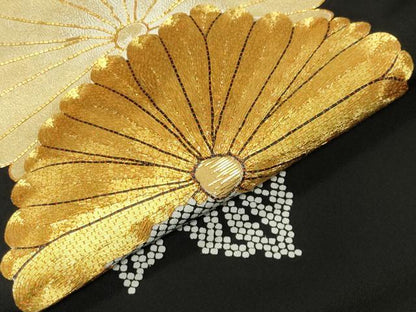 平和屋着物●豪華黒留袖　駒刺繍　菊文　金彩　正絹　逸品　CABK2332gh