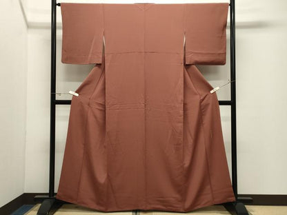 平和屋着物●江戸小紋　本草木萬両染　万筋　樺色×油色　正絹　逸品　CABK2333gh