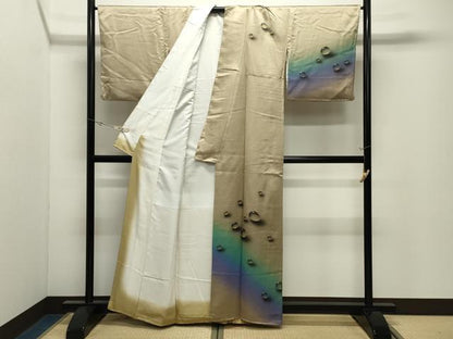 平和屋着物●染色作家　青木龍雲　訪問着　手描き　水玉　暈し染め　金彩　正絹　逸品　CABK2337gh