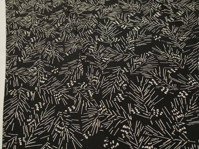 平和屋着物●上質な小紋　松葉文　黒地　正絹　逸品　CABK2340gh