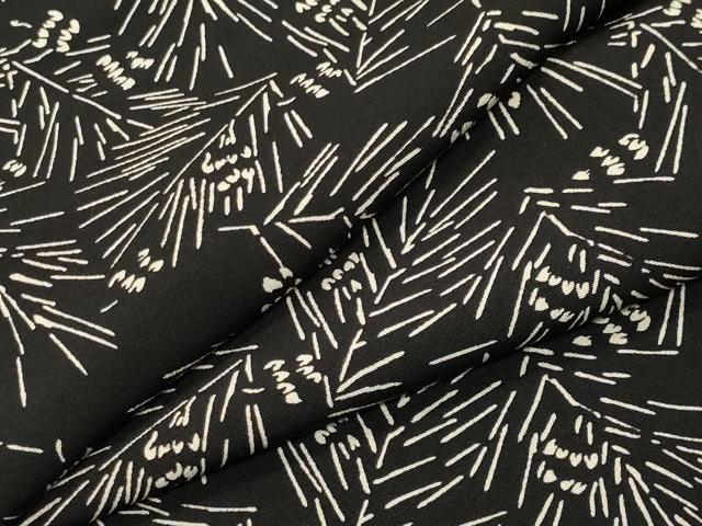平和屋着物●上質な小紋　松葉文　黒地　正絹　逸品　CABK2340gh