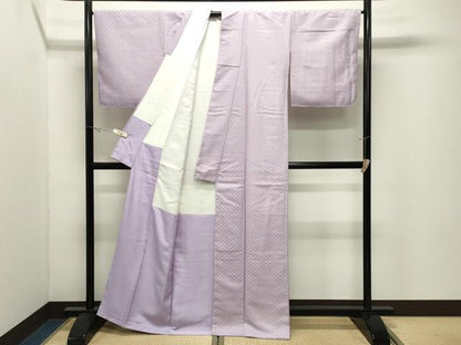 平和屋着物●上質な色無地　網目地紋　薄葡萄色　正絹　逸品　未使用　CABK2342gh