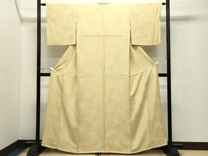 平和屋着物●上質な色無地　切嵌地紋　淡黄色　正絹　逸品　CABK2343gh