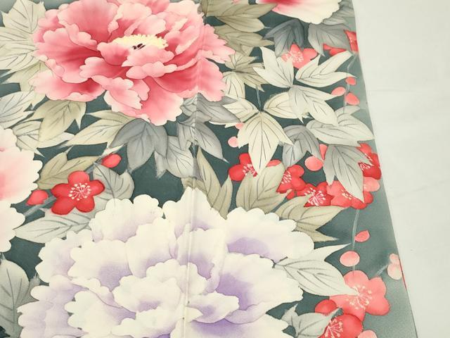 平和屋着物●豪華振袖　手描き　牡丹梅文　暈し染め　正絹　逸品　CABK2345gh