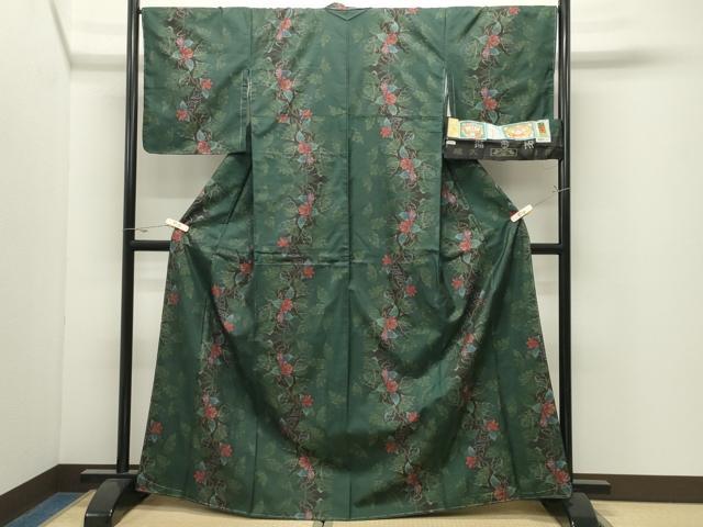 平和屋着物●本場大島紬　9マルキ　泥染め　枝花文　くぼた謹製　証紙付き　正絹　逸品　未使用　CABK2346gh
