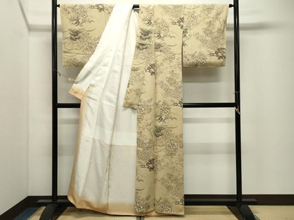 平和屋着物●京都の和装業の老舗一門　千切屋　小紋　休み鳥花文　金彩　伊勢丹扱い　正絹　逸品　未使用　CABK2348gh