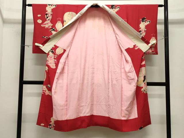 平和屋着物●アンティーク　大正ロマン　長襦袢　袷　人物文　半衿刺繍　正絹　逸品　CABK2349gh