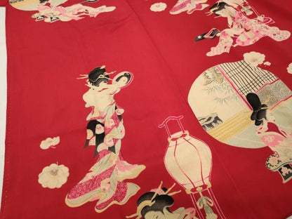 平和屋着物●アンティーク　大正ロマン　長襦袢　袷　人物文　半衿刺繍　正絹　逸品　CABK2349gh