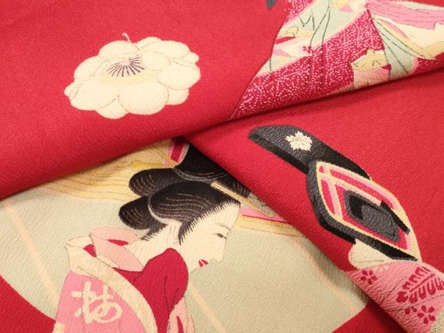 平和屋着物●アンティーク　大正ロマン　長襦袢　袷　人物文　半衿刺繍　正絹　逸品　CABK2349gh