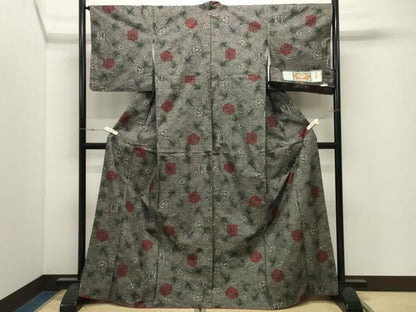 平和屋着物●本場大島紬　7マルキ　花唐草文　大丸商事謹製　証紙付き　正絹　逸品　CABK2351gh