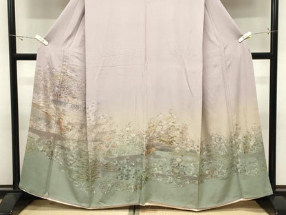 平和屋着物●豪華色留袖　総刺繍　呉県刺繍　彦根城　暈し染め　正絹　逸品　CABK2353gh