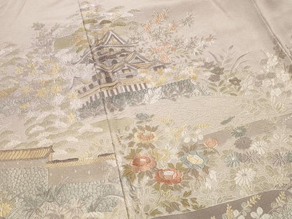 平和屋着物●豪華色留袖　総刺繍　呉県刺繍　彦根城　暈し染め　正絹　逸品　CABK2353gh