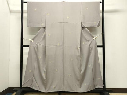 平和屋着物▼上質な小紋　舞梅文　金彩　正絹　逸品　CABK2354gh