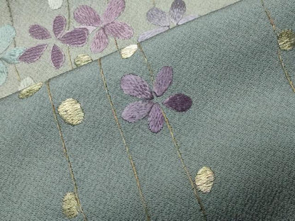 平和屋着物●訪問着　総刺繍　舞花文　暈し染め　金糸　正絹　逸品　未使用　CABK2357gh
