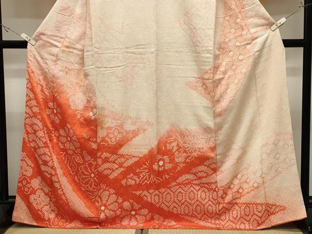 平和屋着物●訪問着　総絞り　熨斗花文　正絹　逸品　CABK2358gh